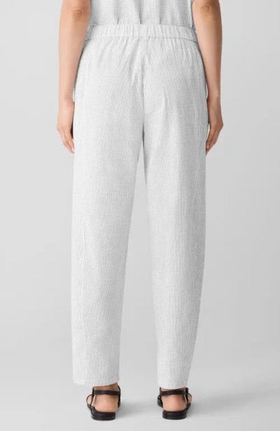Eileen Fisher Check Organic Cotton Lantern Ankle Pants In White