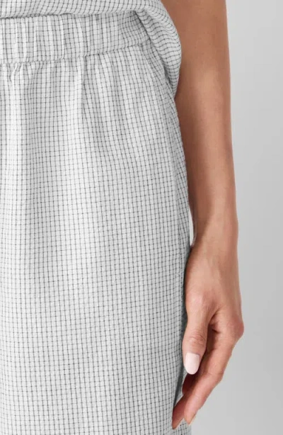 Eileen Fisher Check Organic Cotton Lantern Ankle Pants In White