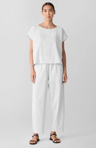 Eileen Fisher Check Organic Cotton Lantern Ankle Pants In White