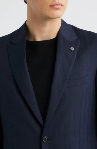 Allsaints Rawdon Slim Fit Stripe Super 100s Wool Sport Coat In Blue