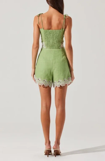 Astr The Label Kiya Eyelet Hem Linen Shorts