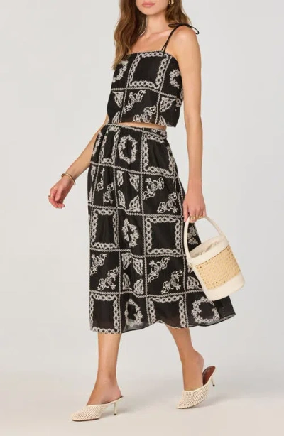 Astr The Label Tie Strap Mosaic Embroidery Crop Top In Multi