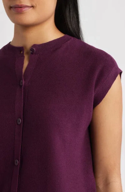 Eileen Fisher Cap Sleeve Organic Linen & Organic Cotton Sweater In Purple