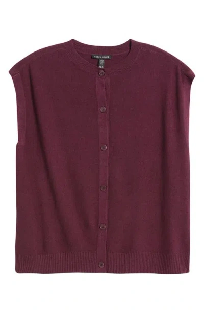 Eileen Fisher Cap Sleeve Organic Linen & Organic Cotton Sweater In Purple