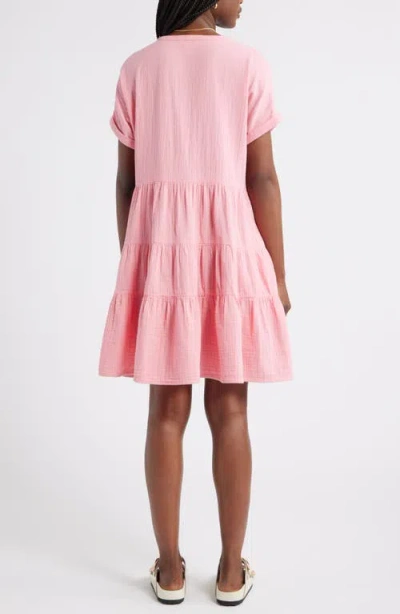 Caslonr Caslon(r) Cotton Gauze Tiered Popover Dress