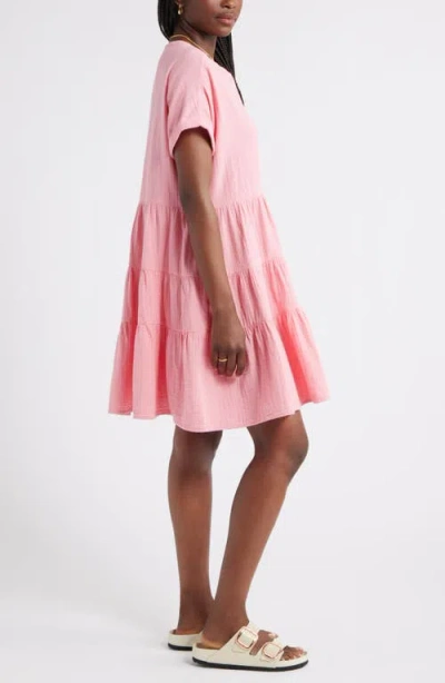 Caslonr Caslon(r) Cotton Gauze Tiered Popover Dress