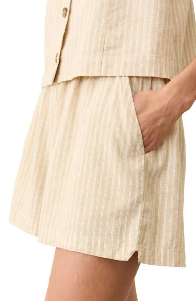 Marine Layer Allison Stripe Hemp Blend Shorts In Brown