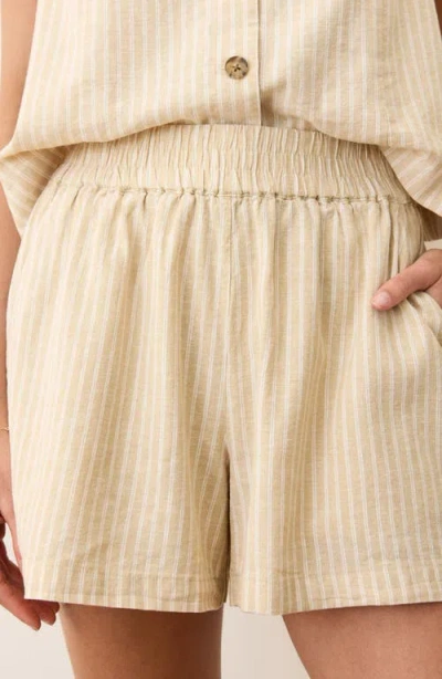Marine Layer Allison Stripe Hemp Blend Shorts In Brown