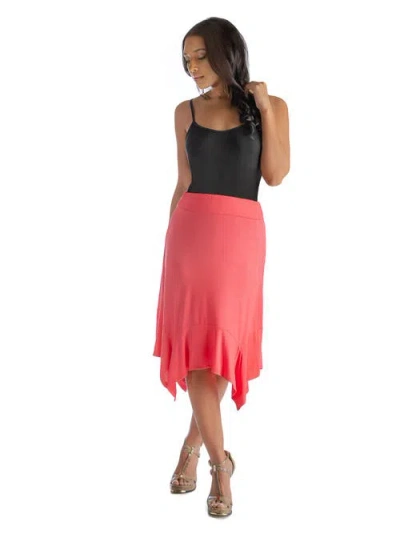 24seven Comfort Apparel Knee Length Elastic Waist Handkerchief Skirt In Multi