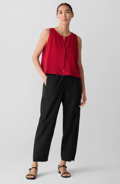 Eileen Fisher Jewel Neck Organic Cotton Vest In Red