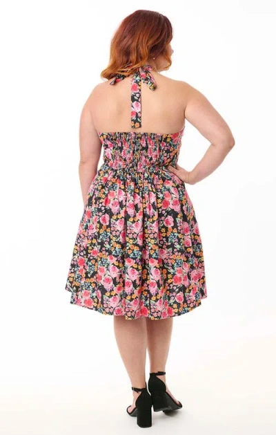 Smak Parlour Plus Size Sweetheart Halter Flare Dress In Brown