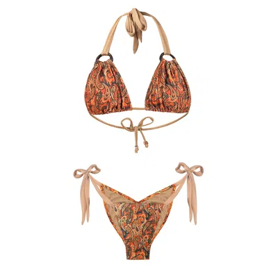 Deessa Ibiza Women's Orange / Gold Orange Paisley Print Bikini Molly Leah