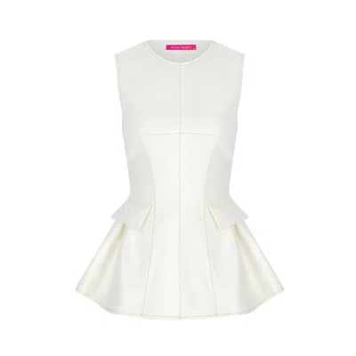 Fickle Hearts Women's Aspen Ecru White Peplum Gabardine Top