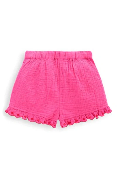 Mini Boden Kids' Floral Embroidered Cotton Gauze Shorts In Pink