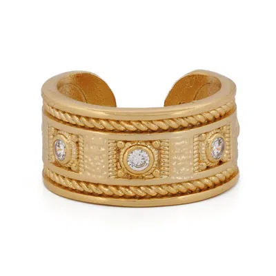 Ebru Jewelry Women's Gold / White Mystic Queen Diamond Cuff Gold Ring  - Gold