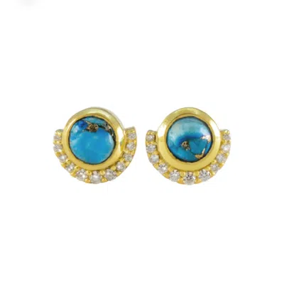 La Kaiser Women's Gold Copper Turquoise Eclipse Studs