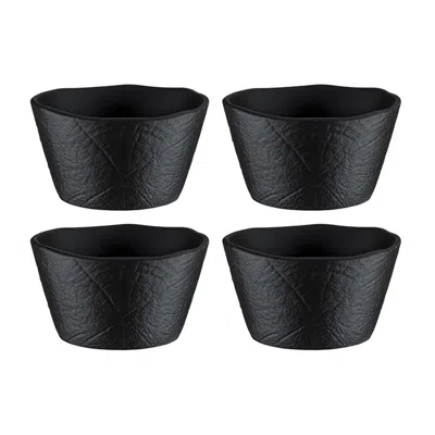Turgla Home Shade Square Black Porcelain Ramekin Set Of Four