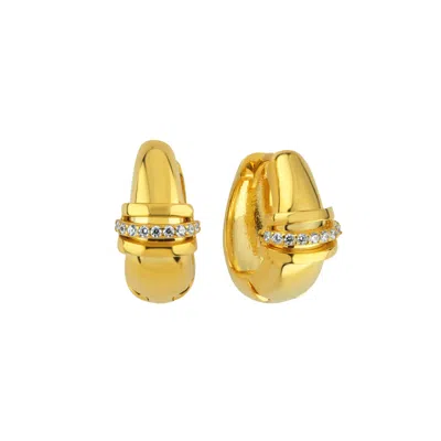Linya Jewellery Women's Stone Mini Hoop Earrings Gold