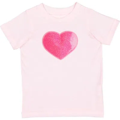Sweet Wink Heart Sequin Patch Short Sleeve T-shirt In Pink