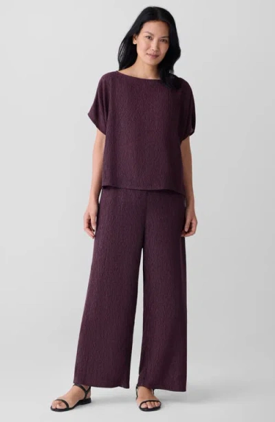 Eileen Fisher Crinkled High Waist Ankle Wide Legs In Gold