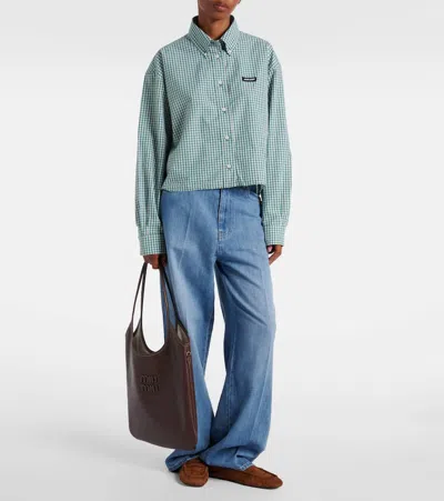 Miu Miu Check Cropped Button-front Shirt