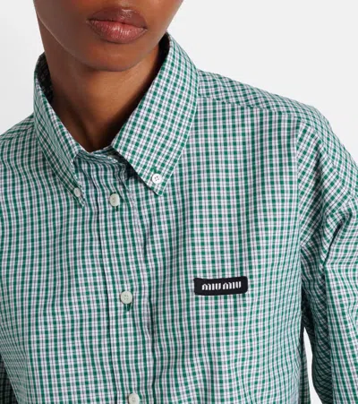 Miu Miu Check Cropped Button-front Shirt
