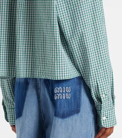 Miu Miu Check Cropped Button-front Shirt