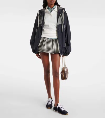 Miu Miu Bubble Gingham Cotton Miniskirt