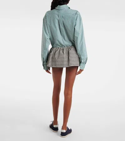 Miu Miu Bubble Gingham Cotton Miniskirt