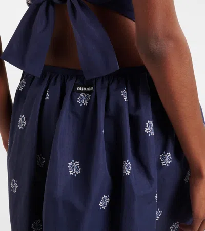 Miu Miu Bandana Cotton And Linen Miniskirt
