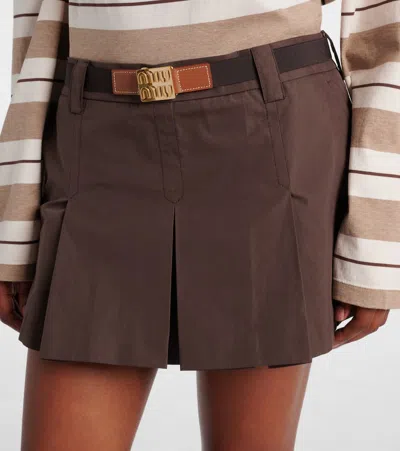 Miu Miu Logo Cotton-blend Miniskirt