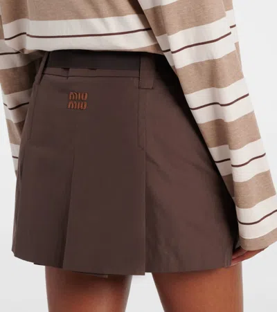 Miu Miu Logo Cotton-blend Miniskirt