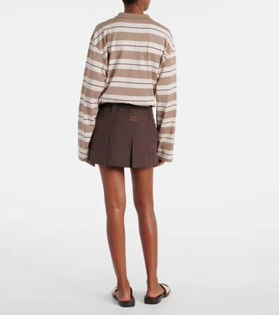 Miu Miu Logo Cotton-blend Miniskirt