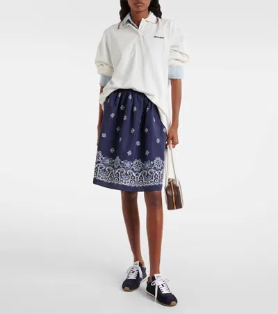 Miu Miu Logo Cotton Polo Sweater In White