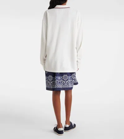 Miu Miu Logo Cotton Polo Sweater In White