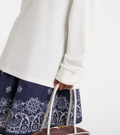 Miu Miu Logo Cotton Polo Sweater In White