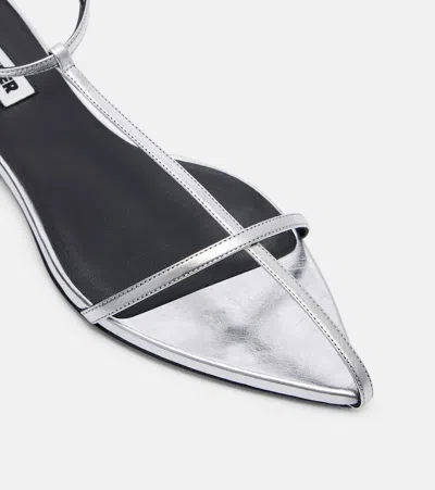 Jil Sander Metallic Leather Sandals Sky Grey In Silver