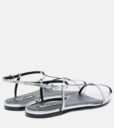 Jil Sander Metallic Leather Sandals Sky Grey In Silver