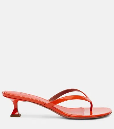 Amina Muaddi Juliette 45 Patent Leather Thong Sandals