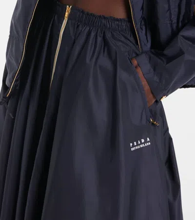 Prada Re-nylon Pleated Full Skirt In Blue