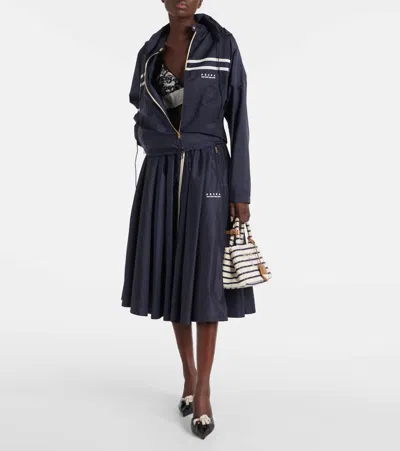 Prada Re-nylon Pleated Full Skirt In Blue