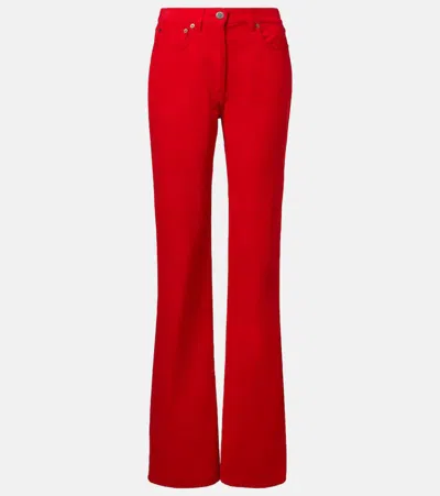 Prada Cotton Corduroy Wide-leg Pants In Red