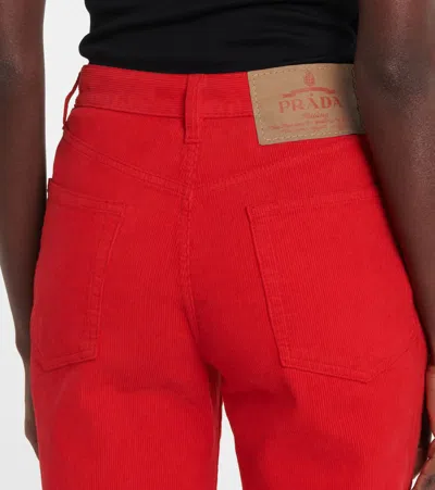 Prada Cotton Corduroy Wide-leg Pants In Red