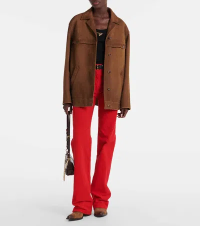 Prada Cotton Corduroy Wide-leg Pants In Red
