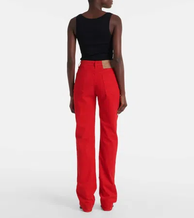 Prada Cotton Corduroy Wide-leg Pants In Red