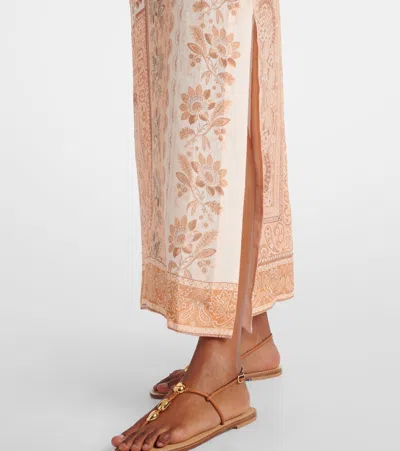 Zimmermann Bandana Print Linen Lucky Tunic Midi Dress In Orange