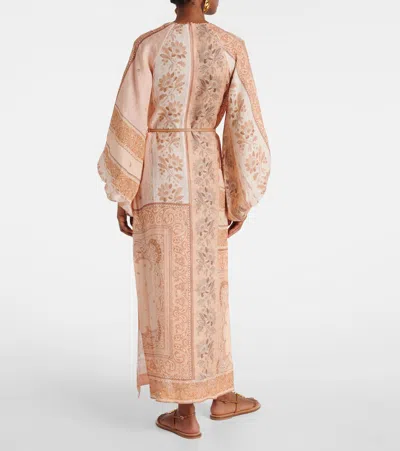 Zimmermann Bandana Print Linen Lucky Tunic Midi Dress In Orange