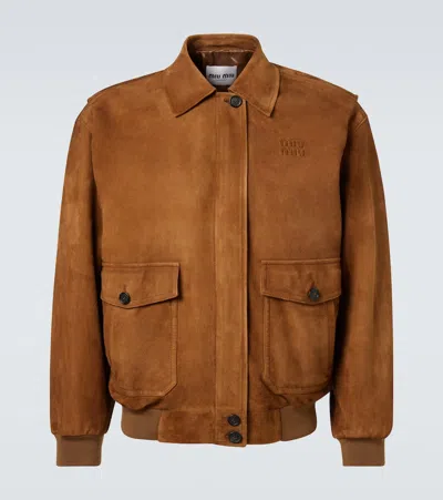 Miu Miu Embossed Suede Blouson