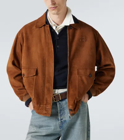Miu Miu Embossed Suede Blouson