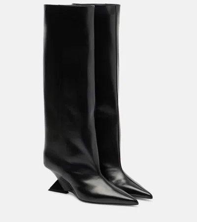 Attico Cheope 60 Leather Knee-high Boots In Black